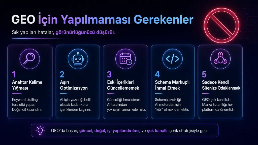 GEO için Yapılmaması Gerekenler