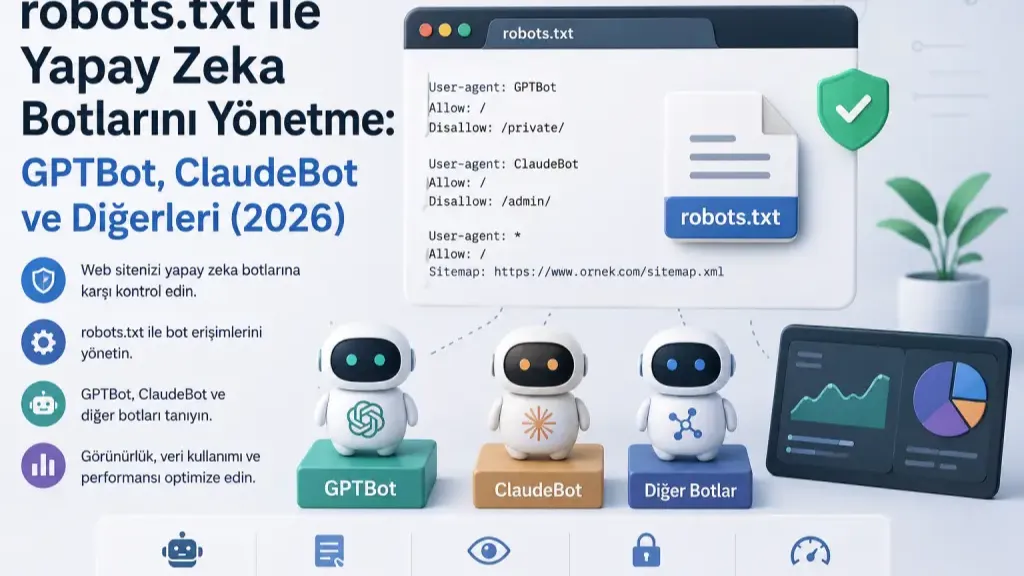 robots.txt ile Yapay Zeka Botlarını Yönetme: GPTBot, ClaudeBot ve Diğerleri (2026)